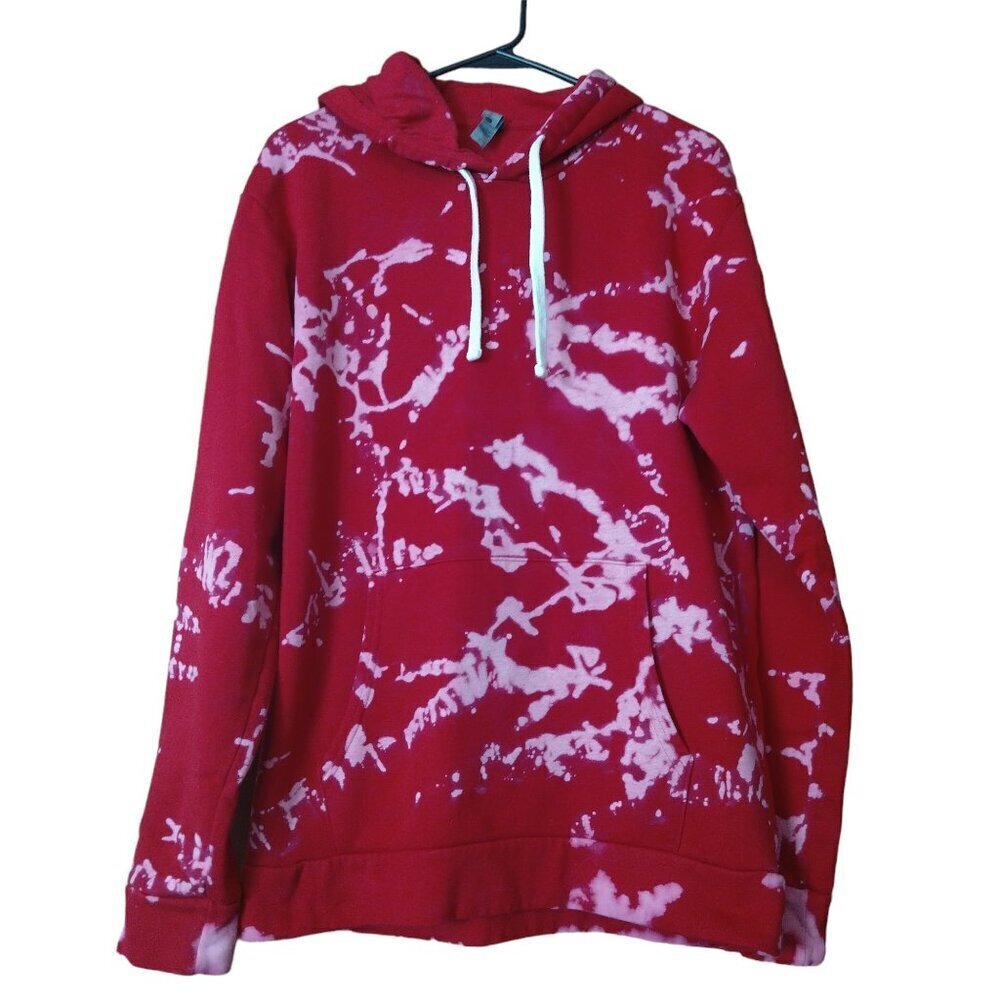 Next Level Size Medium Red Tie Dyed Pullover Hoodie Sweatshirt Hippie Colorful